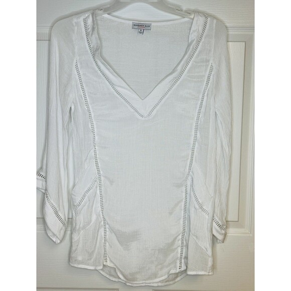 Mandarin Blue Resortwear White V-Neck Swim Coverup Size Medium - Picture 1 of 7